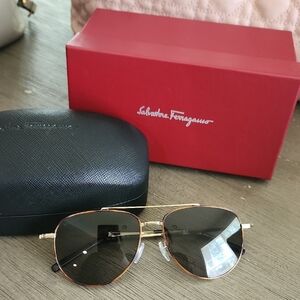 Salvatore Ferragamo Gold and Black Sunglasses